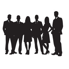 Business people silhouettes, group of standing business men and women
