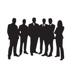 Business people silhouettes, group of standing business men and women
