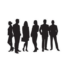 Business people silhouettes, group of standing business men and women
