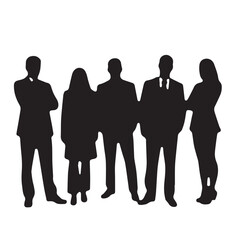 Business people silhouettes, group of standing business men and women
