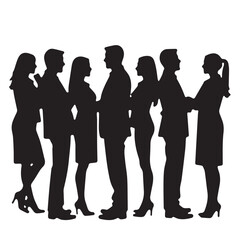 Business people silhouettes, group of standing business men and women
