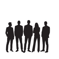 Business people silhouettes, group of standing business men and women
