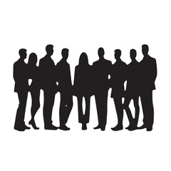 Business people silhouettes, group of standing business men and women
