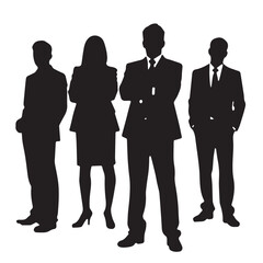 Business people silhouettes, group of standing business men and women

