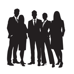 Business people silhouettes, group of standing business men and women
