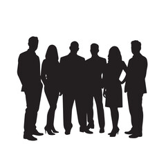 Business people silhouettes, group of standing business men and women
