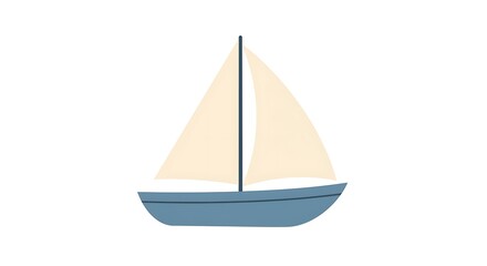 Fototapeta premium Sailing Boat on White Simple Nautical Illustration