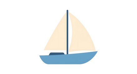 Fototapeta premium Sailboat Illustration Blue Simple Isolated on White
