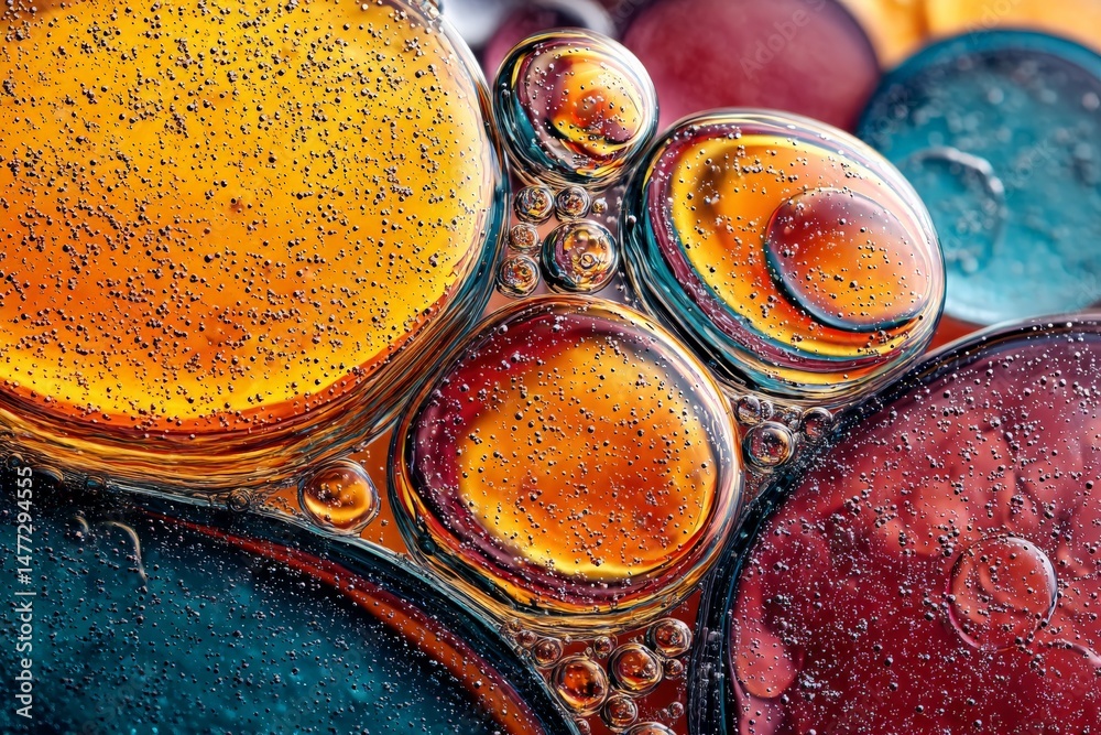 Aufkleber Beautiful abstract composition of colorful bubbles suspended in liquid with intricate details and vibrant hues