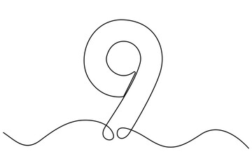 Number nine continuous one line drawing of number 9. editable One line drawing of number 9 icon. Vector illustration
