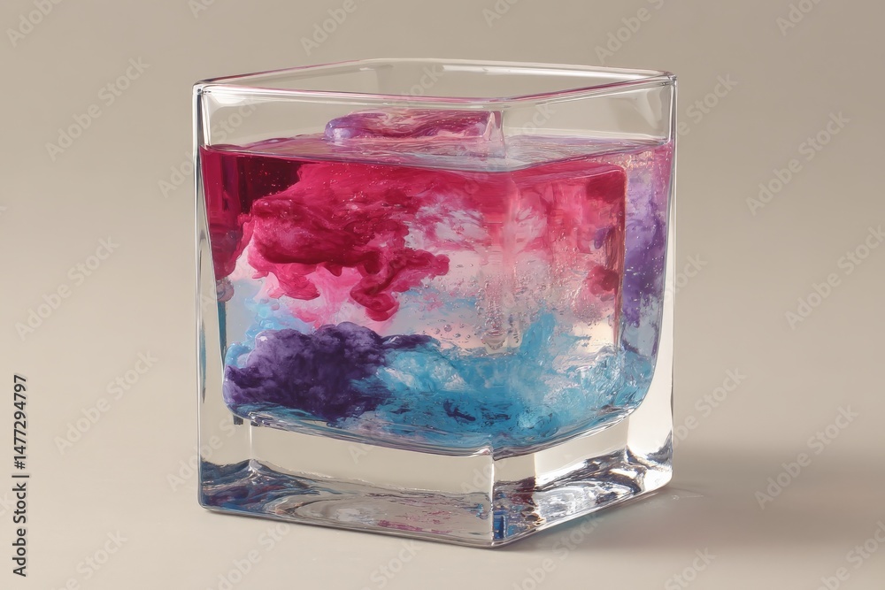 Aufkleber colorful swirling liquids blend in clear glass, creating a mesmerizing visual display in modern deco