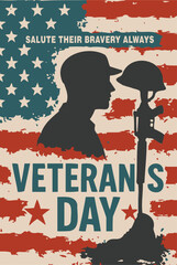 Veterans Day Gun With Soldier Silhouette Tribute Design