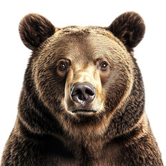 Detailed Bear Face Close Up Isolated on PNG Transparent Background
