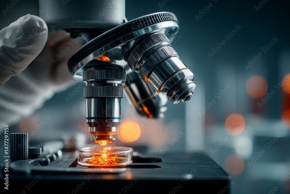 Leinwandbilder advanced microscope analyzing samples in modern laboratory environment during research experiment