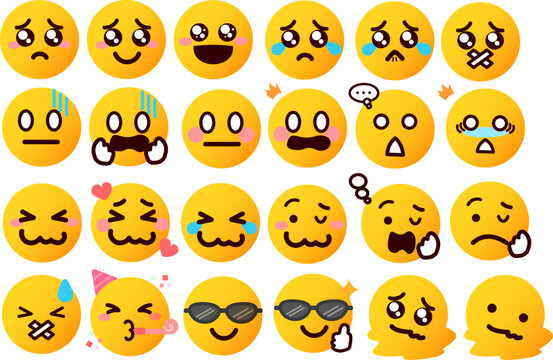 Naklejki 絵文字、顔文字 いろいろな表情の顔のイラストセット 2