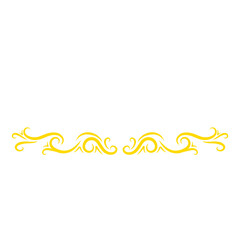 Elegant golden flourish border design with intricate swirls on black background