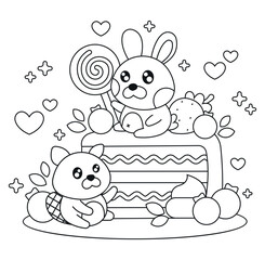 Hand drawn coloring book illustration	
