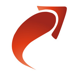 Abstract directional symbol in warm red tones against a black backdrop