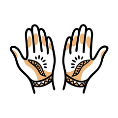 Obraz premium Hands adorned with henna designs in celebration of Eid al-Adha 