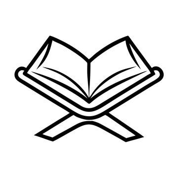 open book on stand black outline clip art preview