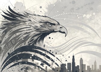 Hand drawn eagle head illustration