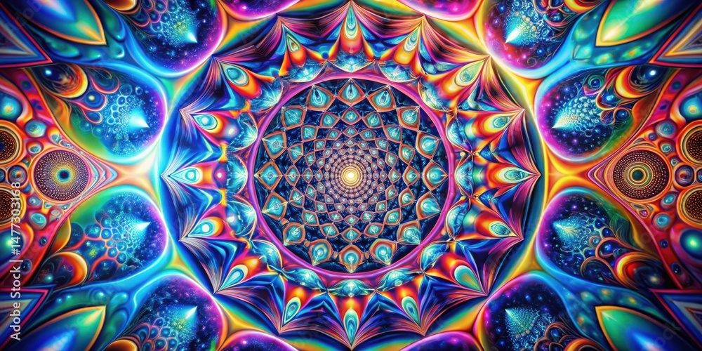 Leinwandbilder vibrant psychedelic mandala a kaleidoscopic journey into colorful abstract realms of infinite patter
