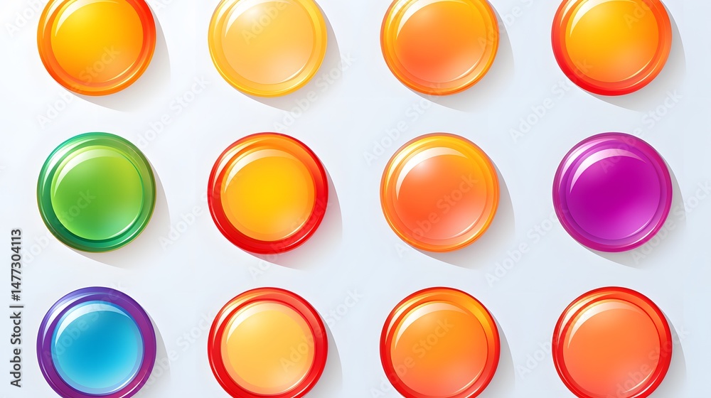 Wall mural professional set of isolated glossy vector web buttons for web designers