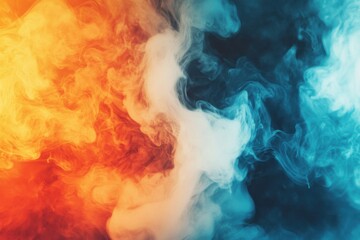 Fototapeta premium Abstract Swirls of Fiery Orange and Cool Blue Smoke Intertwine in a Mesmerizing Dance of Contrasting Elements
