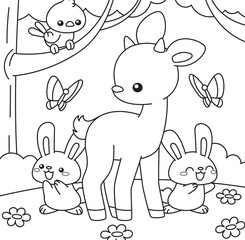 Hand drawn coloring book illustration	
