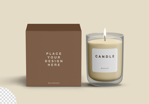 Scented Candle Jar And Box Mockup