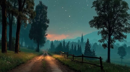 Country road at night