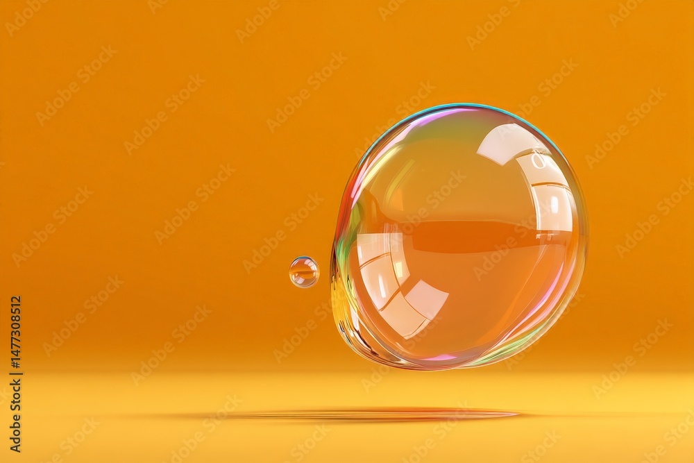 Aufkleber colorful soap bubble floating against a vibrant orange background creating a playful and cheerful at