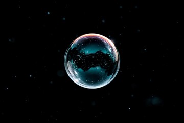 Fototapeta premium Floating bubble in dark space with reflections and sparkling details creating a mesmerizing visual effect