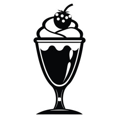 Black Silhouette Dessert in Glass with Topping and Berry Decoration