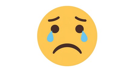 Fototapeta premium Crying Face Emoji Sad Emotional Expression Icon