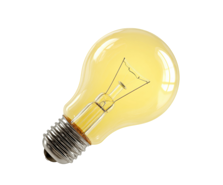 Modern vintage light bulb design for home decor or branding on a transparent background, cut out