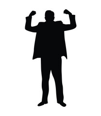 Silhouette of Business Man in Suit Showing Muscles. People and activities at work vector art, strength and leadership
