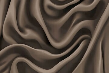Rich, draped taupe fabric with flowing, smooth folds. Detailed texture evokes luxury and elegance