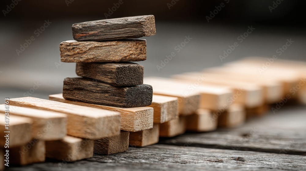 Poster a neatly stacked arrangement of wooden blocks symbolizing stability and structure in building design
