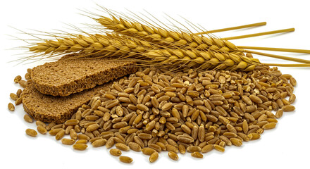 ears of wheat on white background