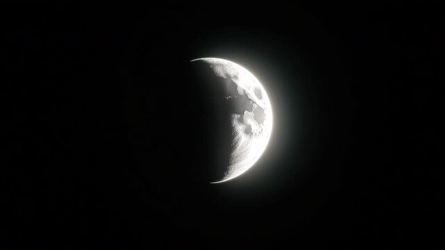 New moon crescent over dark night sky representing astronomy and celestial observation