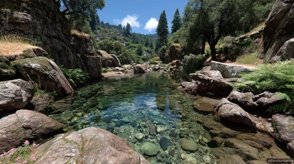 Crystal clear mountain stream