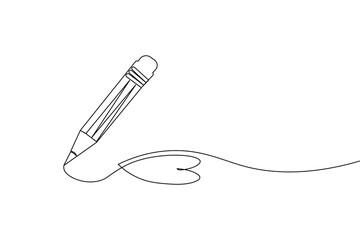 Pencil icon continuous one line drawing isolate outline vector illustration