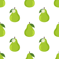 Pear seamless pattern. Fruit background. Beautiful vector print.