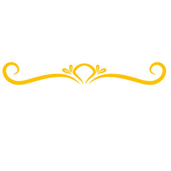 Golden flourish design element on black background for decorative accents