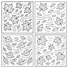 set of  Autumn blowing floral design elements vector