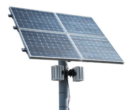 Solar panel installation for renewable energy solutions on a transparent background, cut out