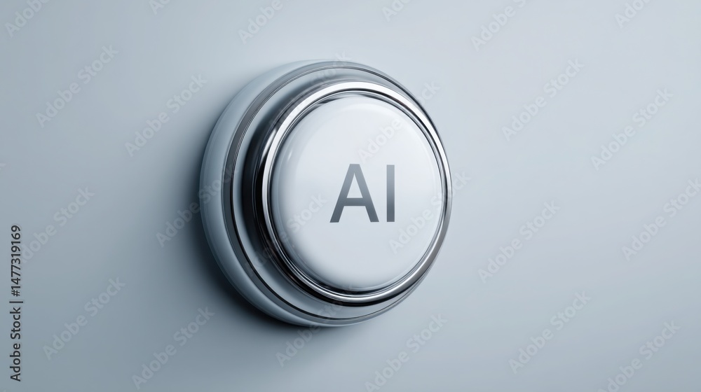 Poster innovative button on a wall representing ai consumer spending controller concept with dynamic behavi