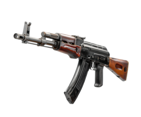 Classic assault rifle for military fans and collectors on a transparent background, cut out