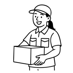 Delivery woman carry some box